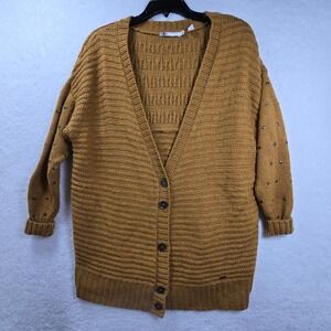 Volcom‎ Acid Rip Cardigan Wool Sweater Womens Size XS/S Oversized Chunky Cable